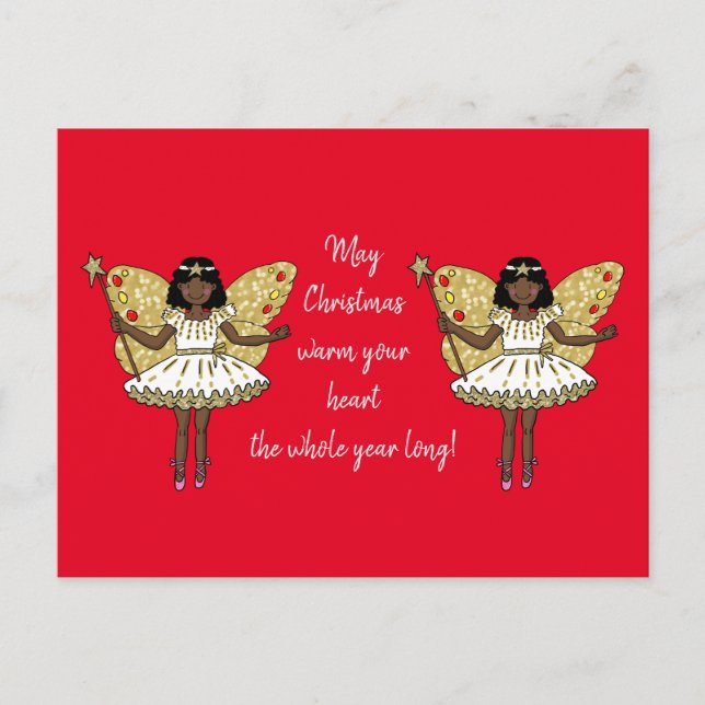 African American Christmas Fairy Postcard (Front)