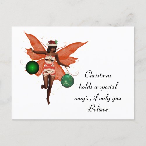 African American Christmas Fairy Postcard