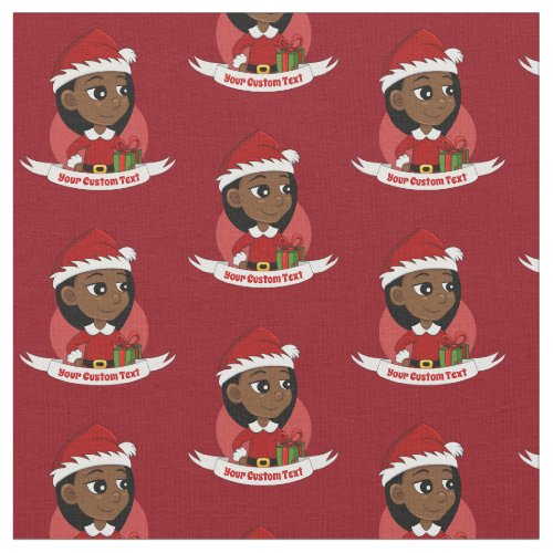 African American Christmas girl cartoon Fabric