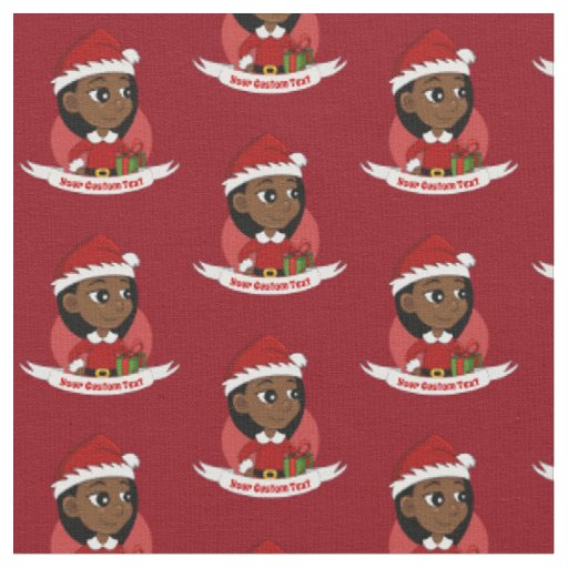 African American Christmas girl cartoon Fabric