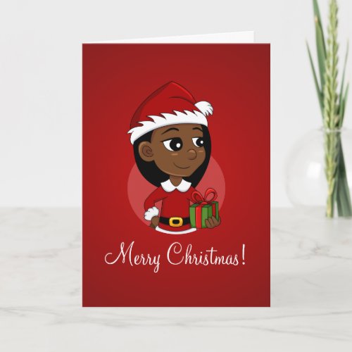 African American Christmas girl cartoon Holiday Ca