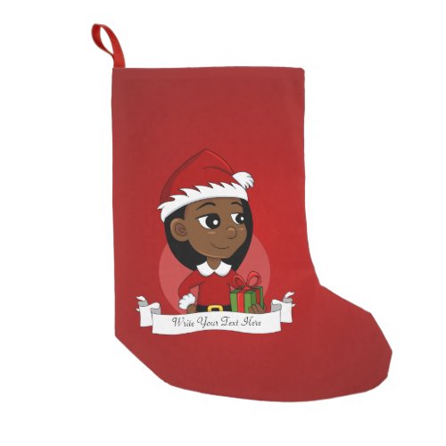 African American Christmas girl cartoon Small Christmas Stocking