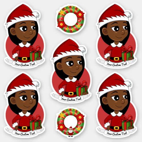 African American Christmas girl cartoon Sticker