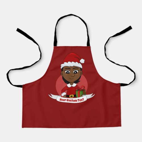 African American Christmas girl with short hair Apron