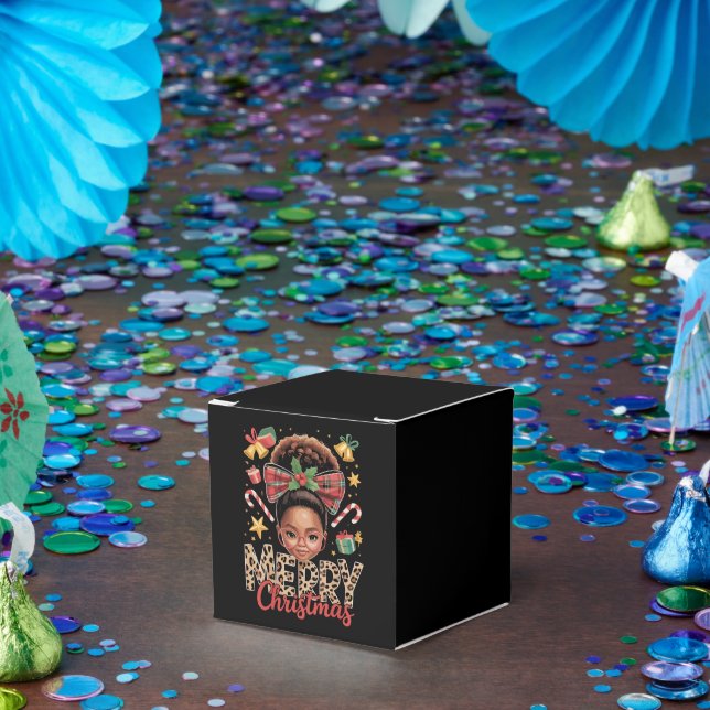 African American Christmas Messy Bun Black Mom  Favor Boxes (Party)