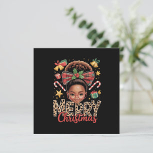 African American Christmas Messy Bun Black Mom  Invitation