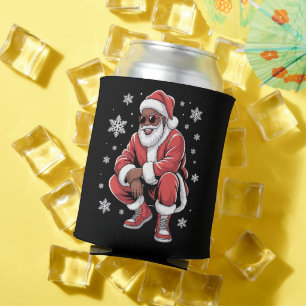 African American Christmas Pajama Xmas Afro Santa  Can Cooler
