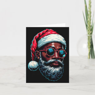 African American Christmas Pajama Xmas Afro Santa Card