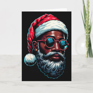 African American Christmas Pajama Xmas Afro Santa Card