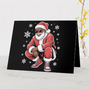 African American Christmas Pajama Xmas Afro Santa Card