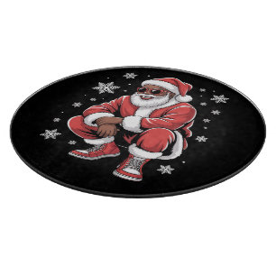 African American Christmas Pajama Xmas Afro Santa  Cutting Board