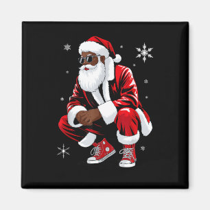 African American Christmas Pajama Xmas Afro Santa  Magnet
