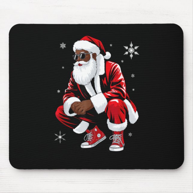 African American Christmas Pajama Xmas Afro Santa  Mouse Pad (Front)
