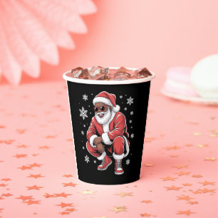 African American Christmas Pajama Xmas Afro Santa Paper Cups