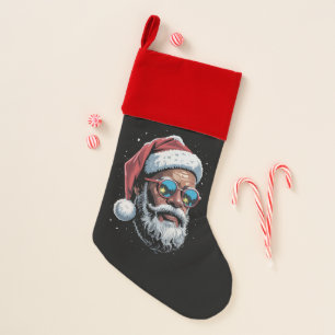 African American Christmas Pajama Xmas Afro Santa  Stocking