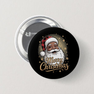 African American Christmas Pajamas Santa Claus  Button