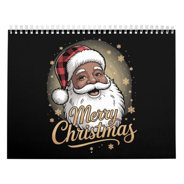 African American Christmas Pajamas Santa Claus  Calendar (Cover)