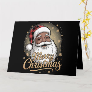 African American Christmas Pajamas Santa Claus Card