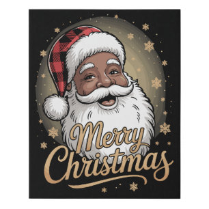 African American Christmas Pajamas Santa Claus Faux Canvas Print