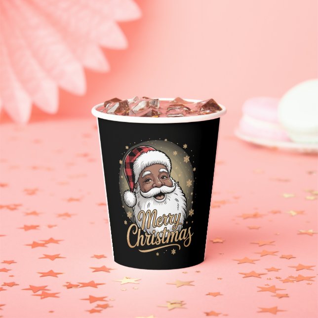 African American Christmas Pajamas Santa Claus  Paper Cups (Insitu)