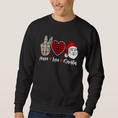 African American Christmas Peace Love Santa Claus  Sweatshirt