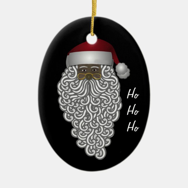 African American Christmas Santa Claus Custom Ceramic Ornament (Front)