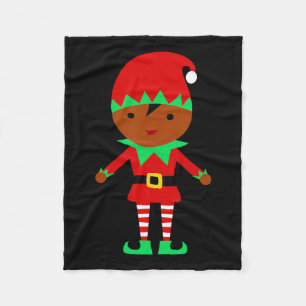 African American Christmas Santa Claus Elf Fleece Blanket