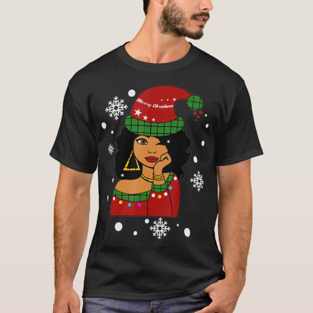 African American Christmas Santa Claus  T-Shirt (Front)