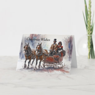 African American Christmas Sleigh Ride Holiday Card