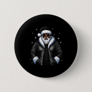 African American Christmas Xmas Afro Santa Claus  Button