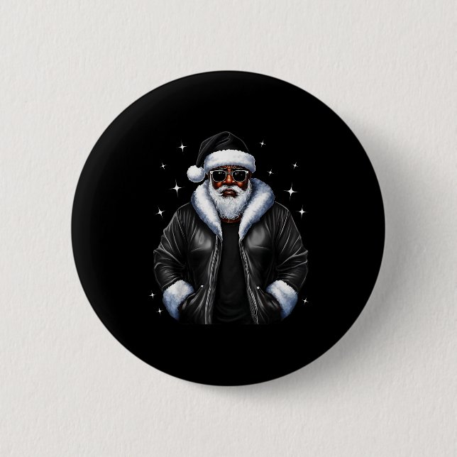 African American Christmas Xmas Afro Santa Claus  Button (Front)
