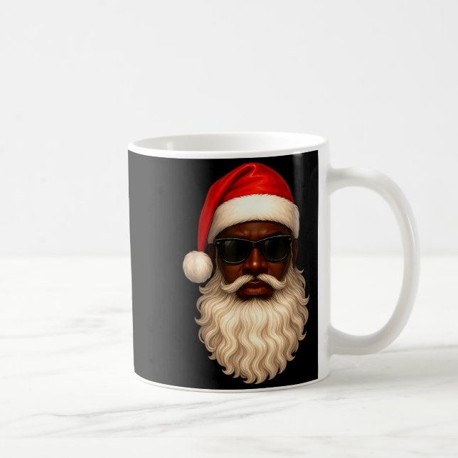 African American Cool Santa Claus Christmas Pajama Coffee Mug (Right)