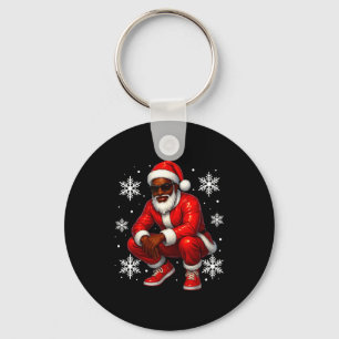 African American Cool Santa Claus Christmas Pajama Keychain