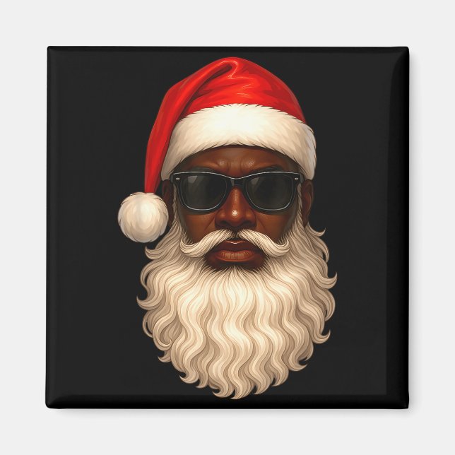 African American Cool Santa Claus Christmas Pajama Magnet (Front)