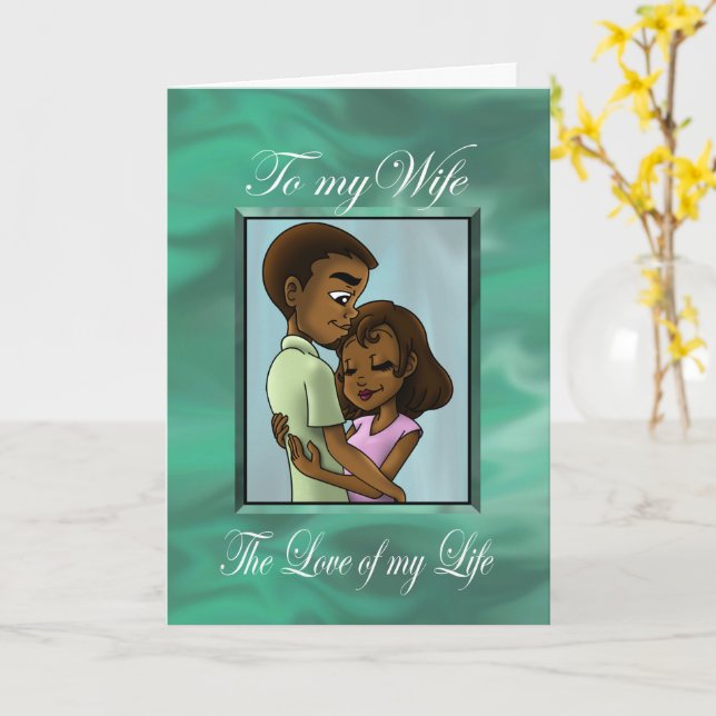 African American Couple Card (Yellow Flower)