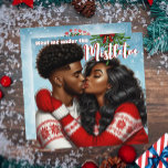 African American Couple Christmas Mistletoe Kiss Holiday Card<br><div class="desc">Celebrate the magic of the season with our enchanting Christmas Mistletoe Kiss Greeting Card, featuring a beautifully illustrated African American couple. Dressed in cozy red and white attire, they share a playful kiss under the mistletoe. This card is the perfect way to express love and warmth during the holidays. Whether...</div>