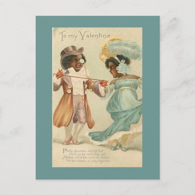 African American Couple Dance Vintage Valentine Postcard (Front)