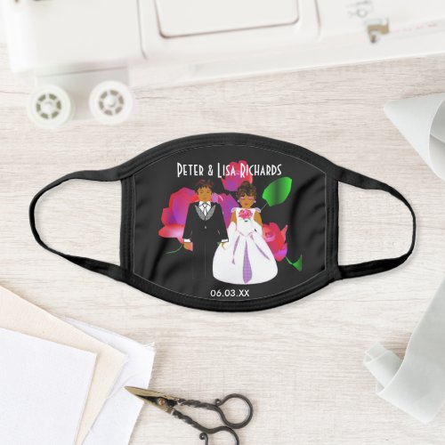 African_American Couple  Three Roses Customizable Face Mask