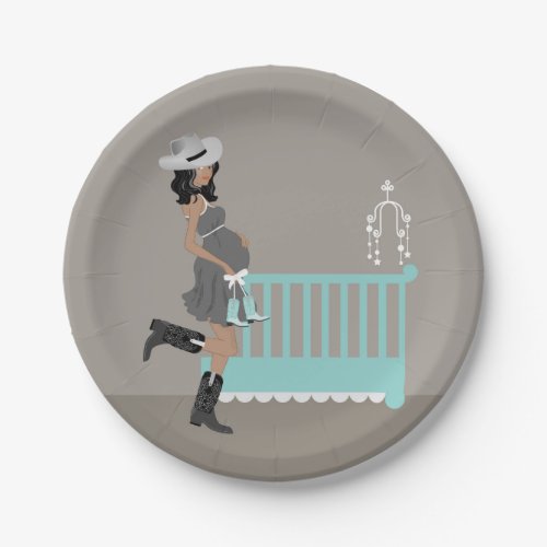 African American Cowboy Baby Shower  Country Paper Plates