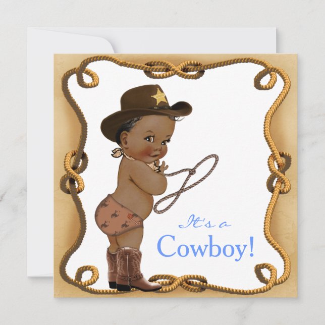 African American Cowboy Baby Shower Invitation (Front)