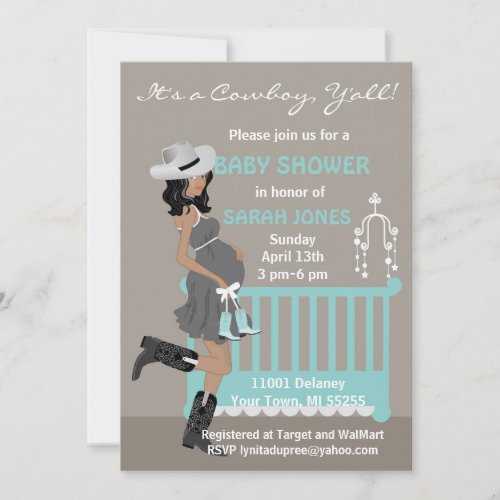African American Cowboy Baby Shower Invitations