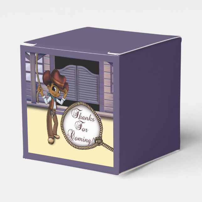 African American Cowboy Birthday Favor Boxes (Front Side)