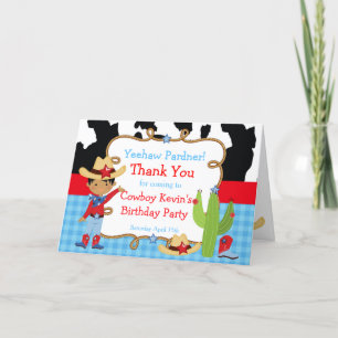 African American Cowboy Western Birthday Party Letterpress Thank You Card