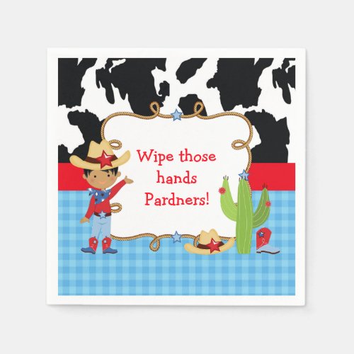 African American Cowboy Western Birthday Party Napkins