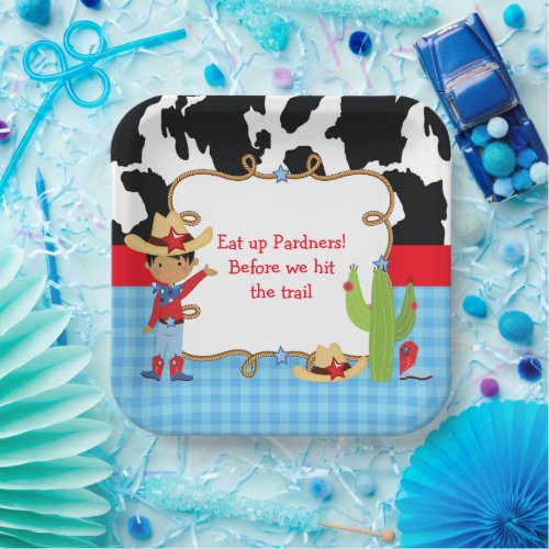 African American Cowboy Western Birthday Party Paper Plates