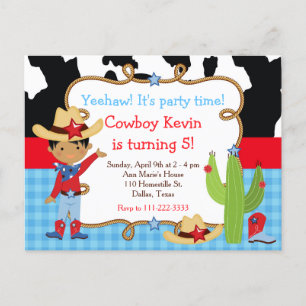 African American Cowboy Western Birthday Party Postcard