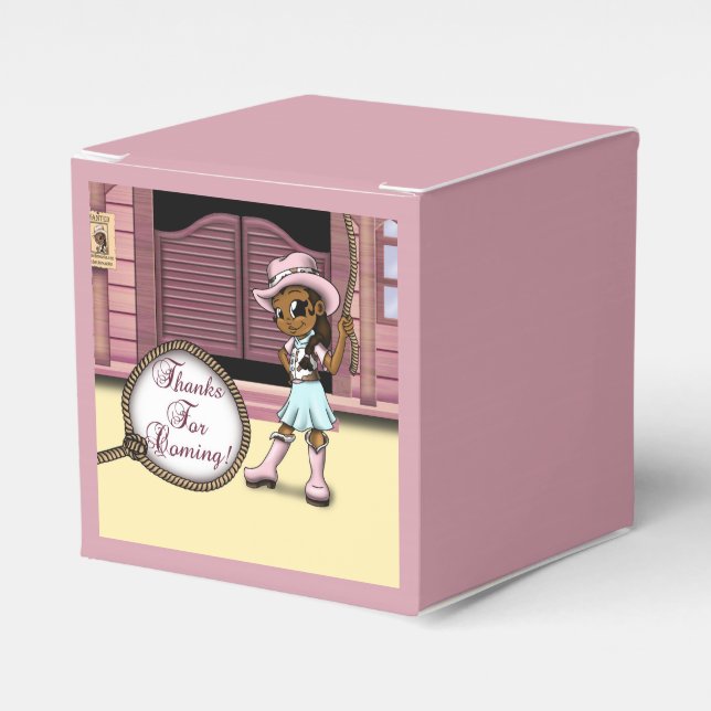 African American Cowgirl Birthday Favor Boxes (Front Side)