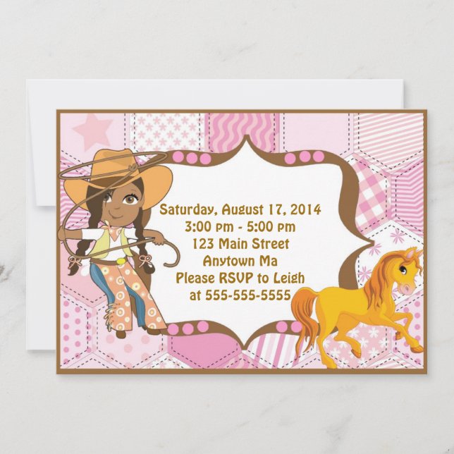 African American Cowgirl Birthday Invitation (Front)