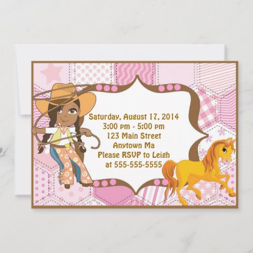 African American Cowgirl Birthday Invitation