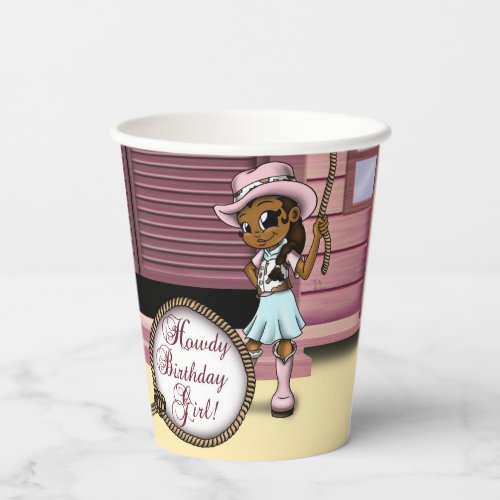 African American Cowgirl Birthday Paper Cups